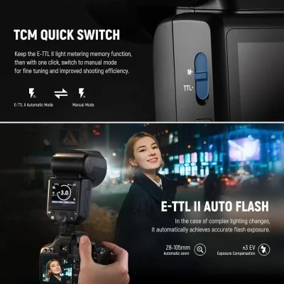 neewer z2-s ttl round head flash speedlite with 3000mah lithium battery and diffuser _ black